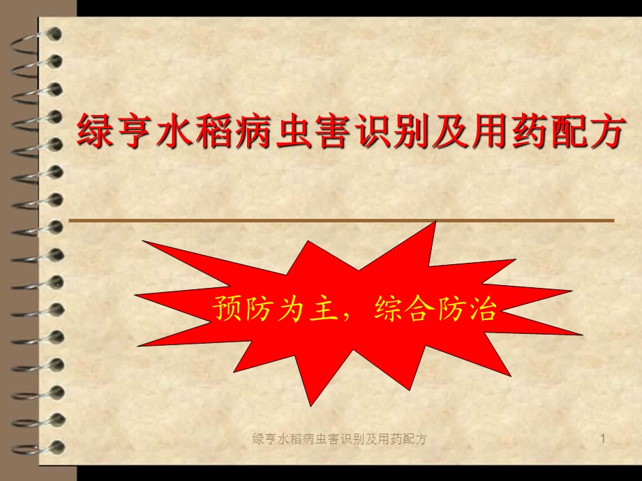 绿亨水稻病虫害识别及用药配方ppt课件.ppt_第1页