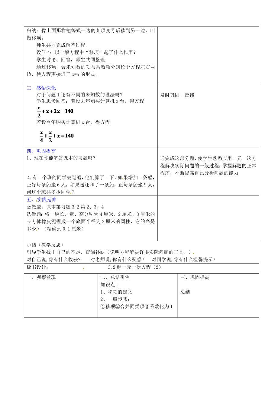 山东省临沂市郯城县七级数学《32解一元一次方程》教案二 人教新课标版.doc_第2页