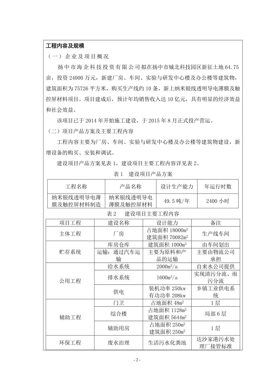 环境影响评价报告全本公示简介：纳米银线透明导电薄膜及触控屏材料项目9295.doc_第2页