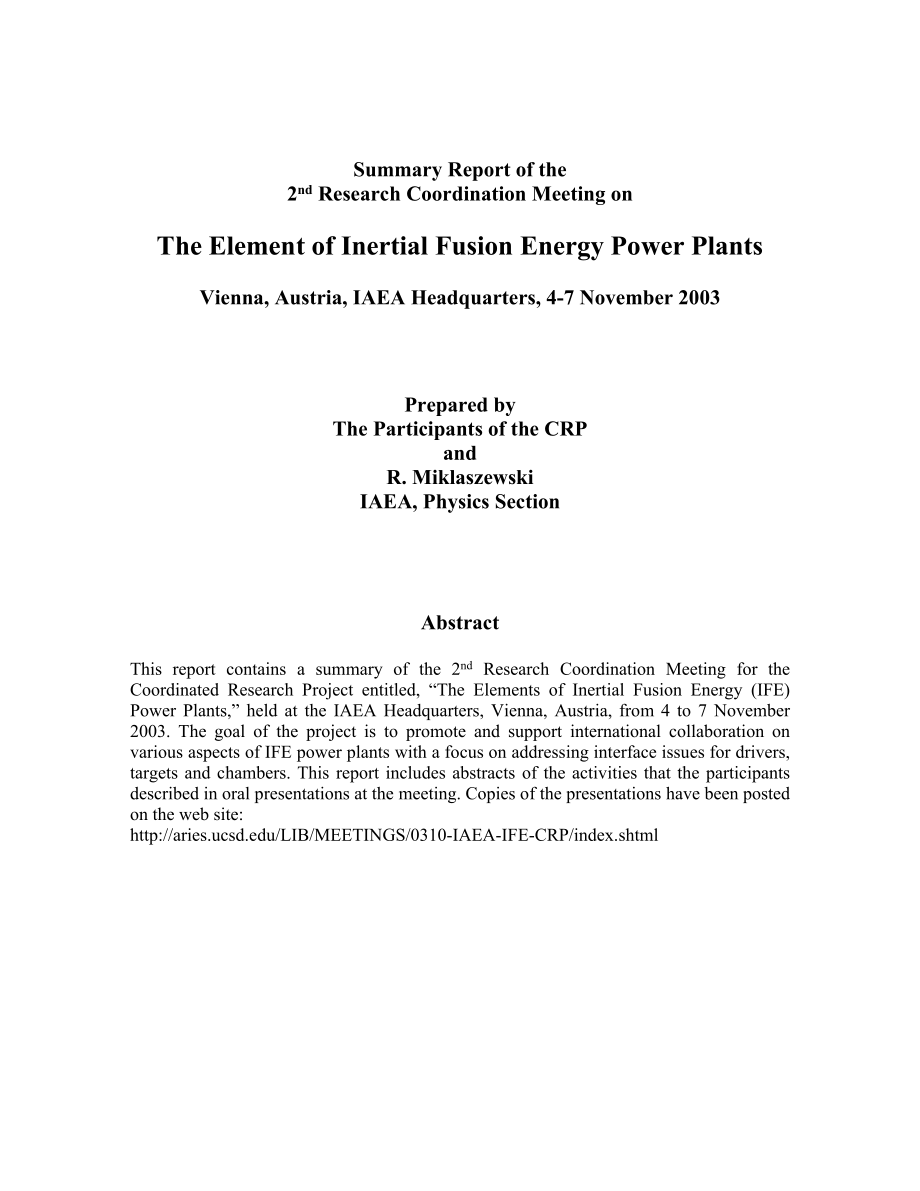 The Element of Inertial Fusion Energy Power Plants.doc_第1页