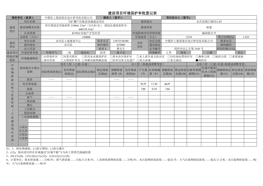 环境影响评价报告全本公示简介：3马矿棚户区配套设施建设项目 审批登记表.doc_第1页