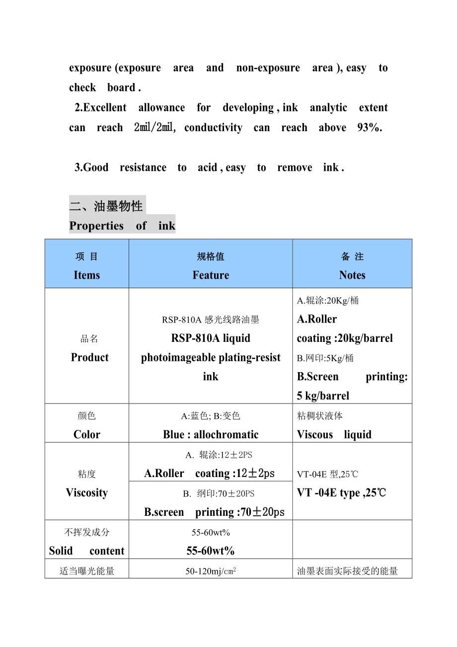 RSP810A系列液态感光线路油墨.doc_第2页