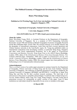 The political economy of Singaporean investments in China.doc