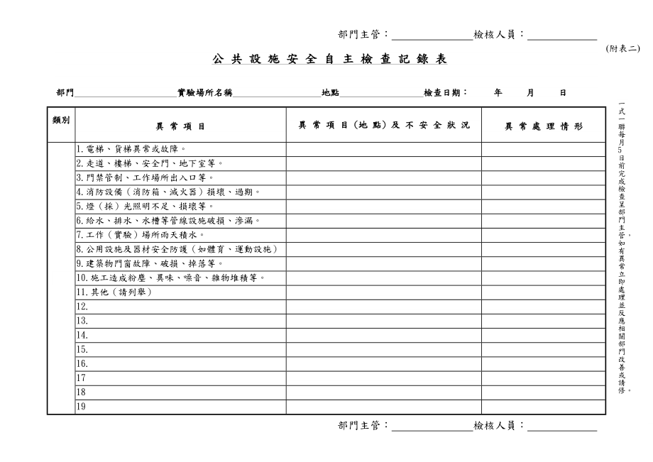 用 電 安 全 自 主 檢 查 記 錄 表.doc_第2页