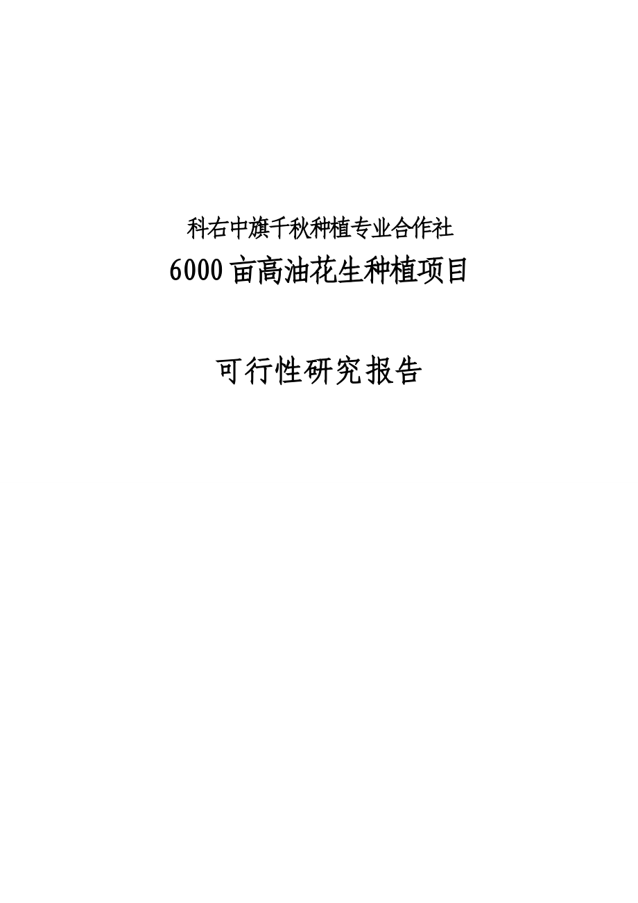 6000亩高油花生种植项目可行性研究报告.doc_第1页