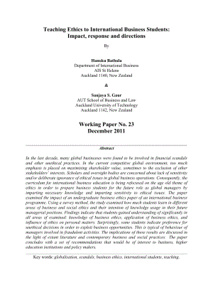 Teaching Ethics to International Business Students Impact, response and directions.doc