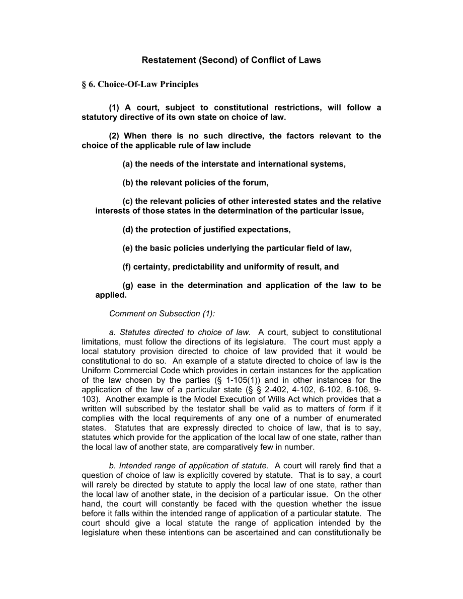 Restatement (Second) of Conflict of Laws.doc_第1页