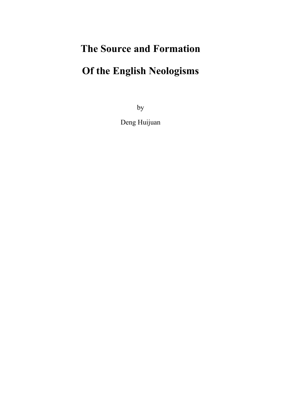 The Source and Formation Of the English Neologisms.doc_第1页