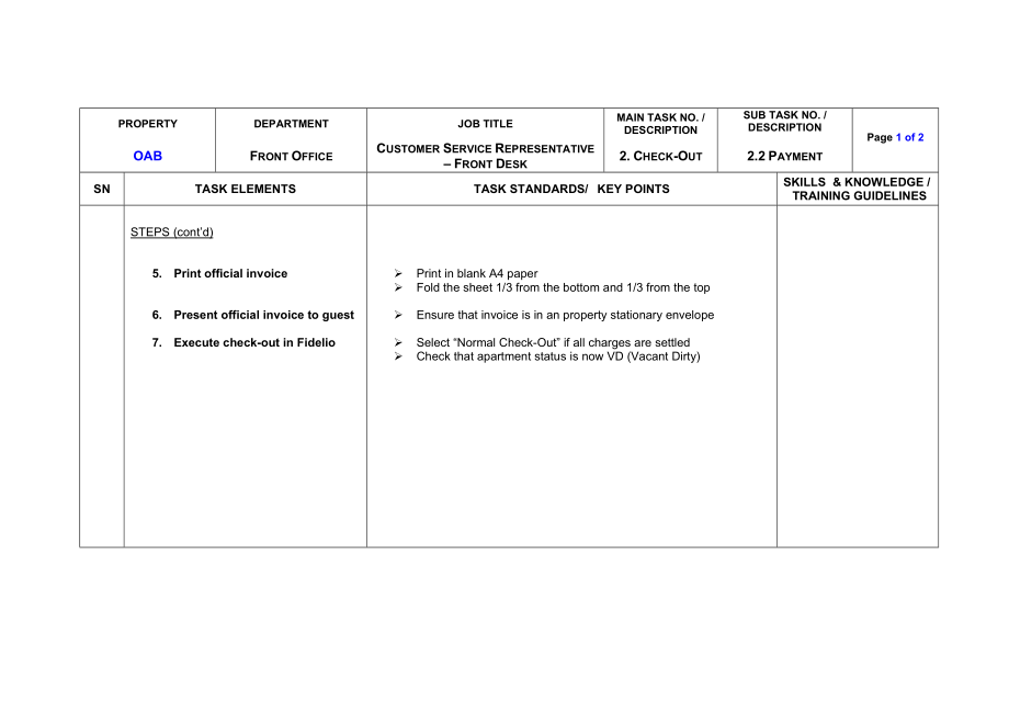 外资酒店前台工作任务分析表2.2.3 Front Desk (traveler's cheques)Final Jan 17.doc_第2页