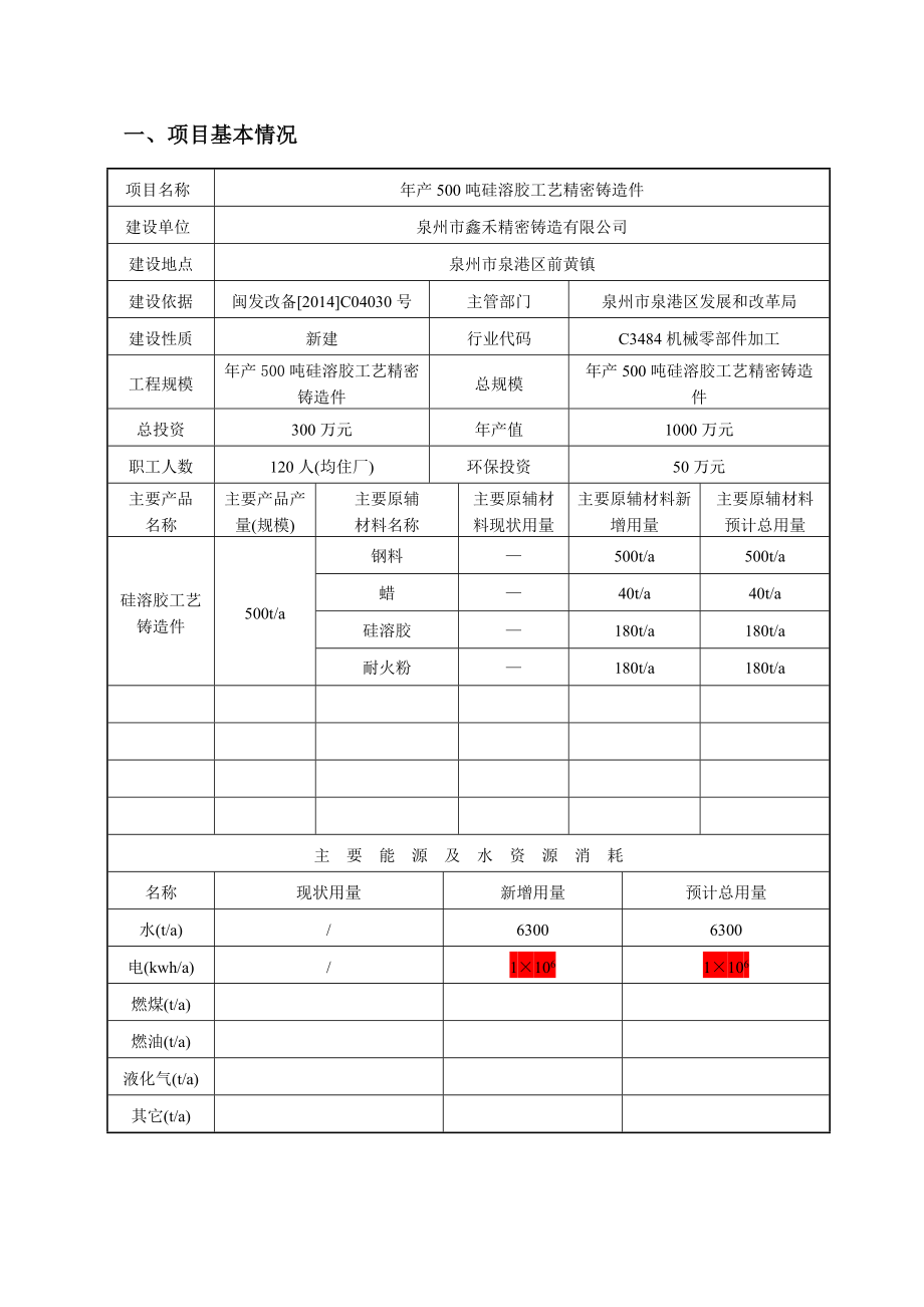 环境影响评价报告公示：硅溶胶工艺精密铸造件．建设地点泉港区前黄工环评报告.doc_第2页