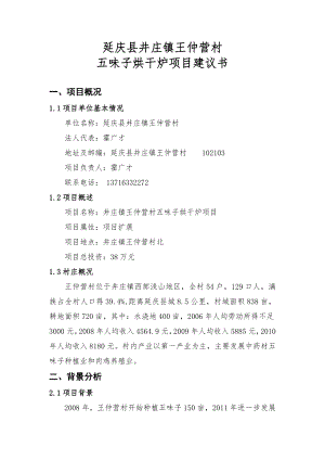 延庆县井庄镇王仲营村五味子烘干炉项目建议书.doc