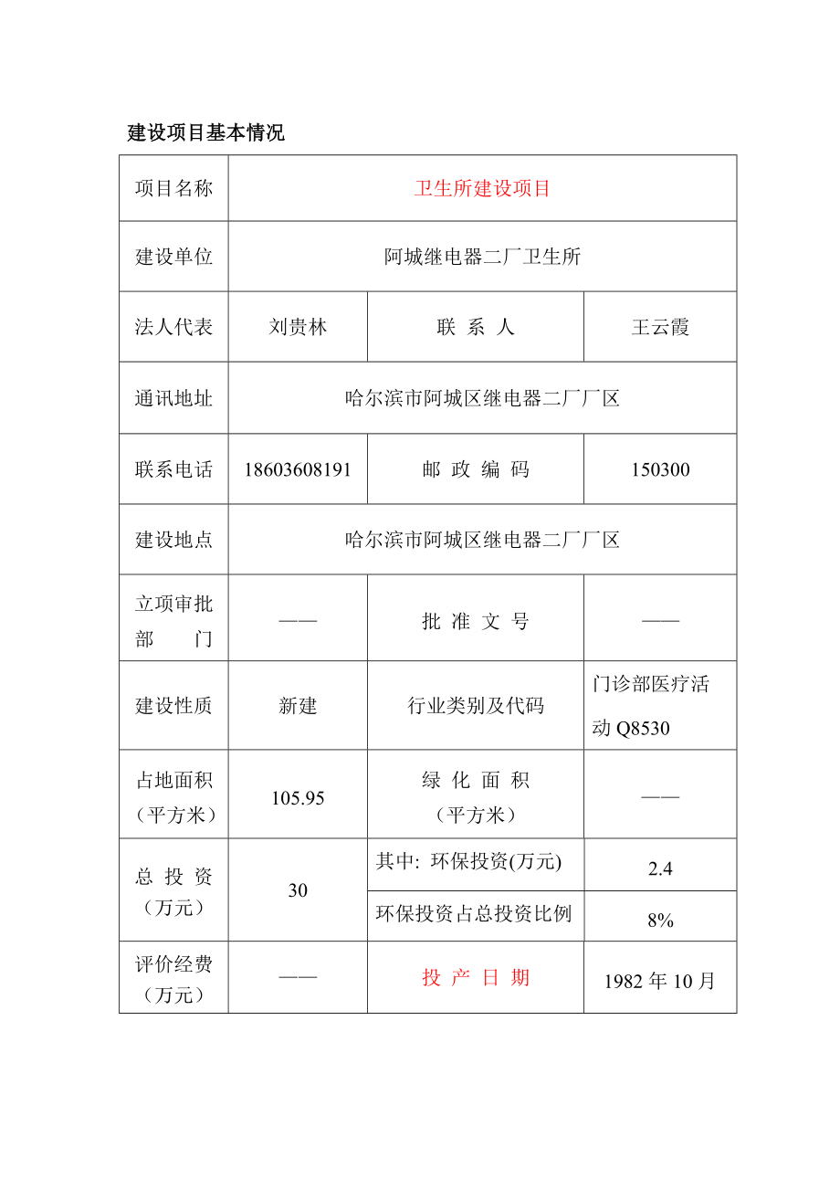 环境影响评价报告全本公示简介：1卫生所城区阿城继电器二厂卫生所哈尔滨铁路局环境保护公司7月20日卫生所建设项目.doc582.doc_第3页