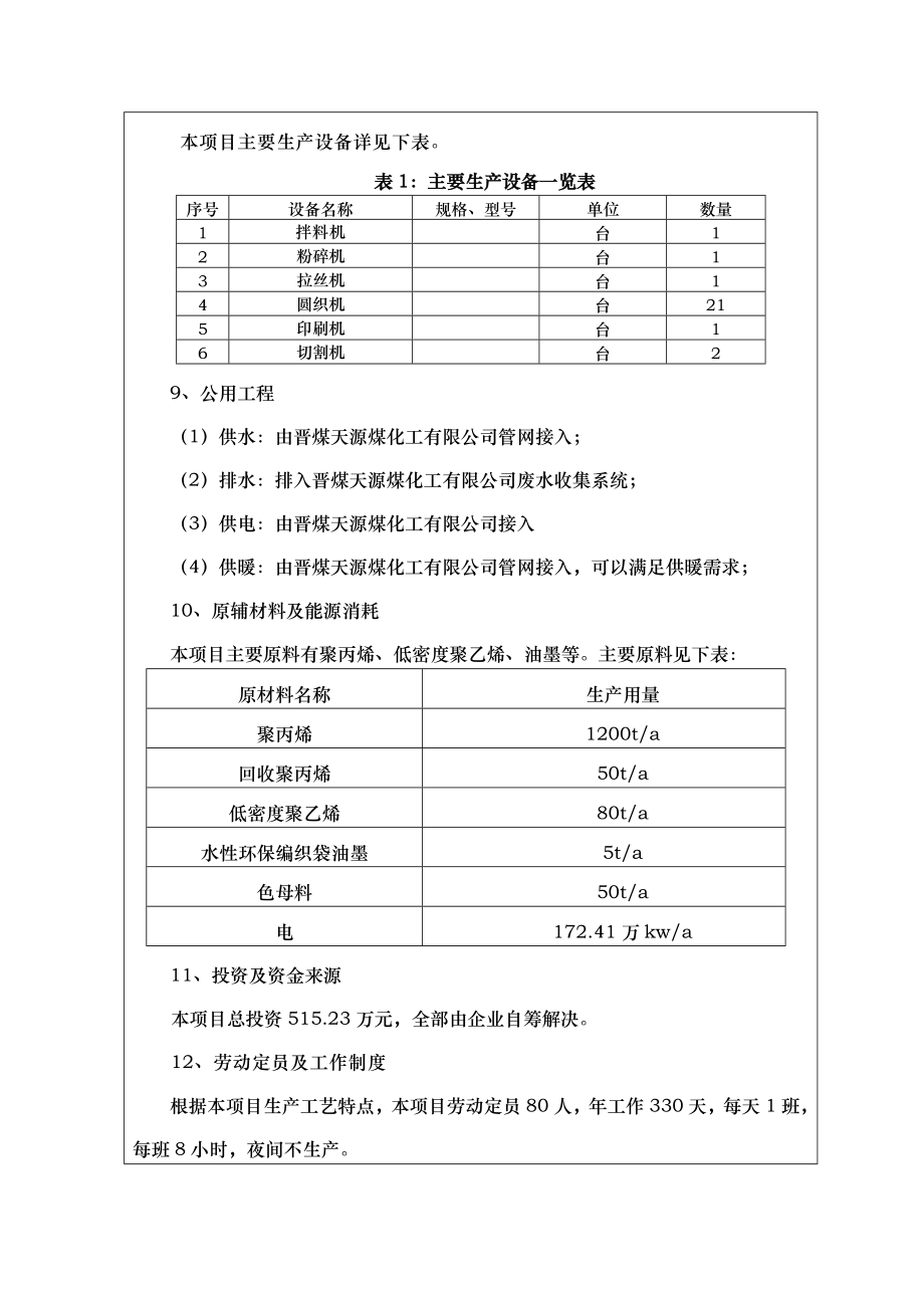 环境影响评价报告公示：旺源塑料制品万条编织袋旺源塑料制品南城办上玉井村晋煤天环评报告.doc_第3页