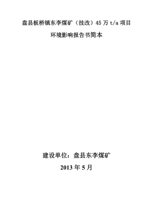 盘县板桥镇东李煤矿45万吨项目环境影响评价报告书.doc