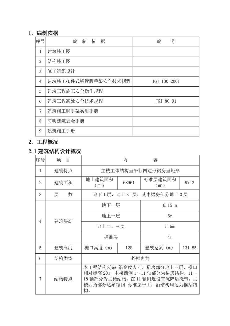 主楼主体结构呈平行四边形裙房呈矩形工程脚手架施工方案1.doc_第2页