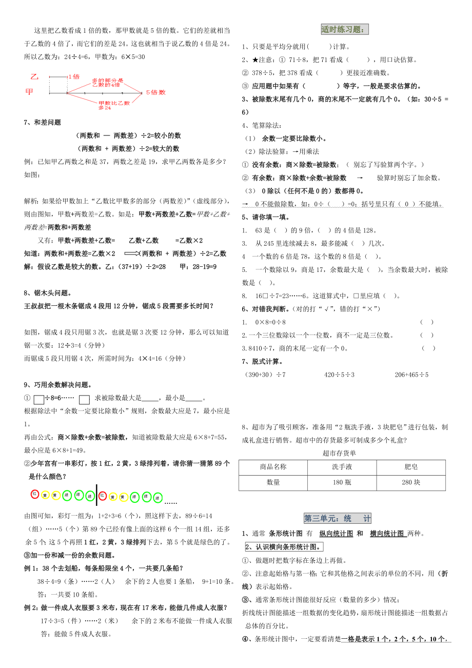 新人教版部编三年级小学下册数学总复习提纲(附练习题.doc_第2页