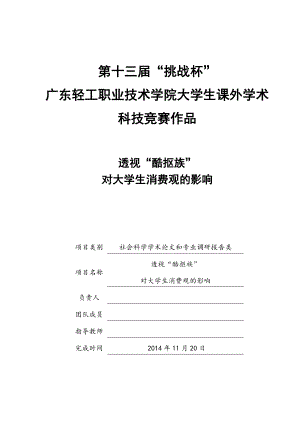 透视“酷抠族”——对大学生消费观的影响竞赛论文.doc