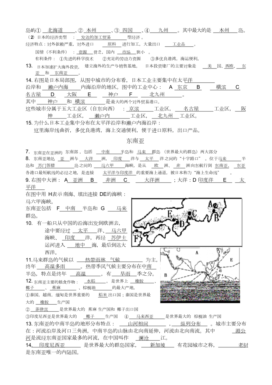 最新版人教版七年级地理下册地理知识点总结.doc_第3页