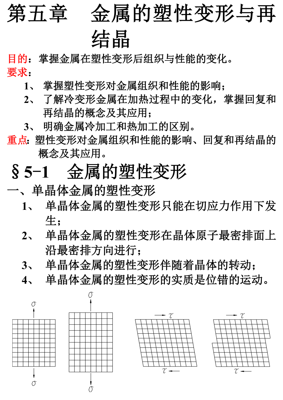 第五章金属的塑性变形与再结晶全解.doc_第1页