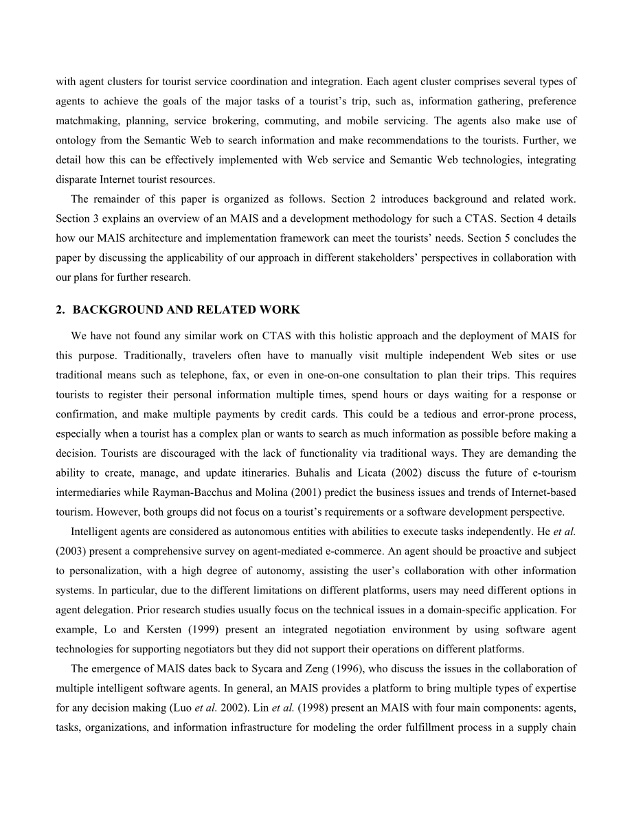 Towards ubiquitous tourist service coordination and process integration A collaborative travel agent system architecture with semantic web services.doc_第3页