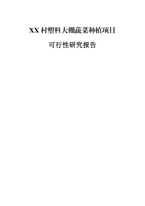 XX村塑料大棚蔬菜种植项目可行性研究报告.doc