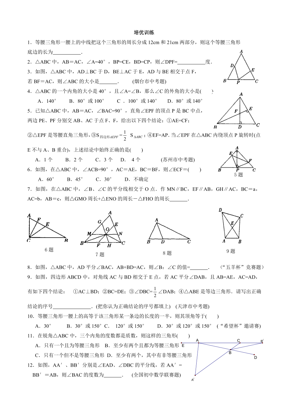 等腰三角形培优提高练习题精编版.doc_第2页