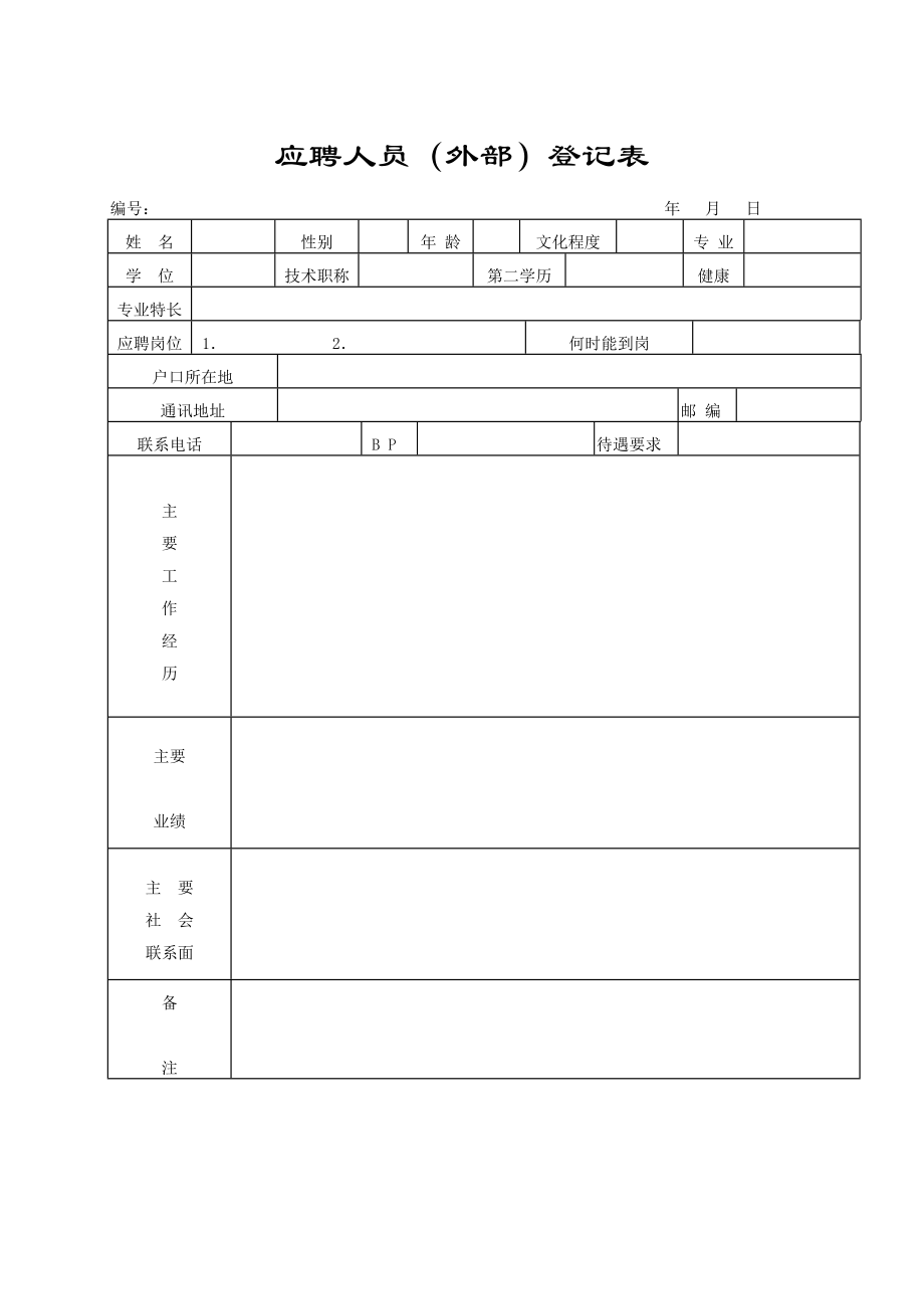 最完整全套人事行政表格表单.doc_第1页