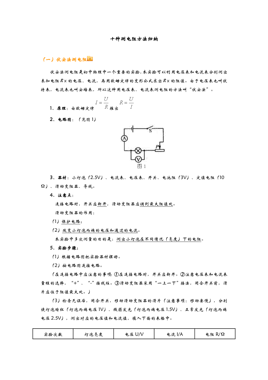 十种测电阻方法归纳.doc_第1页