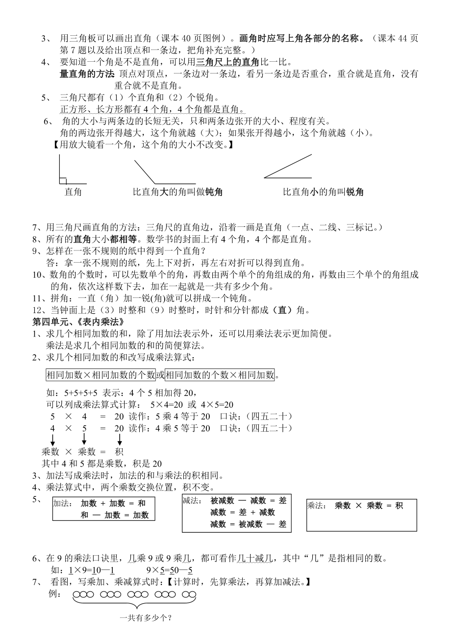 最新人教版二年级数学上册知识点整理.doc_第2页