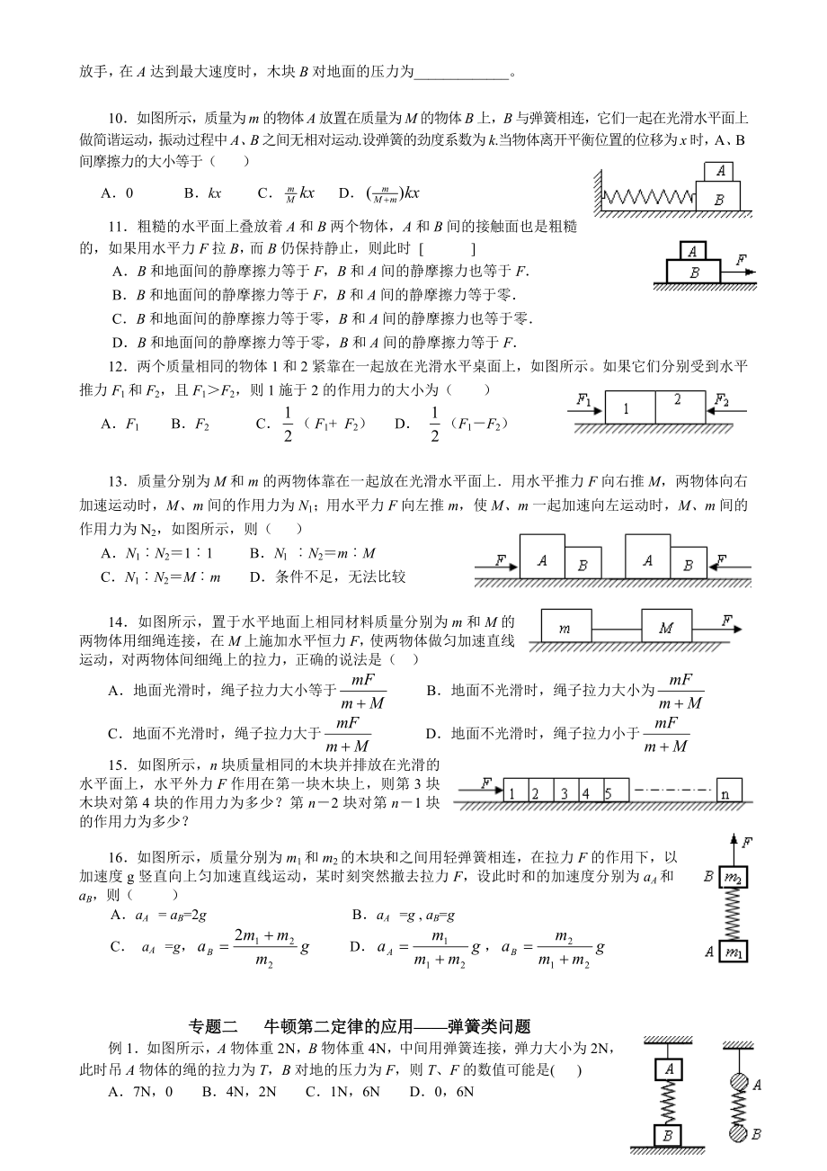 牛顿运动定律的应用(整体临界弹簧三个专题)课件.doc_第2页