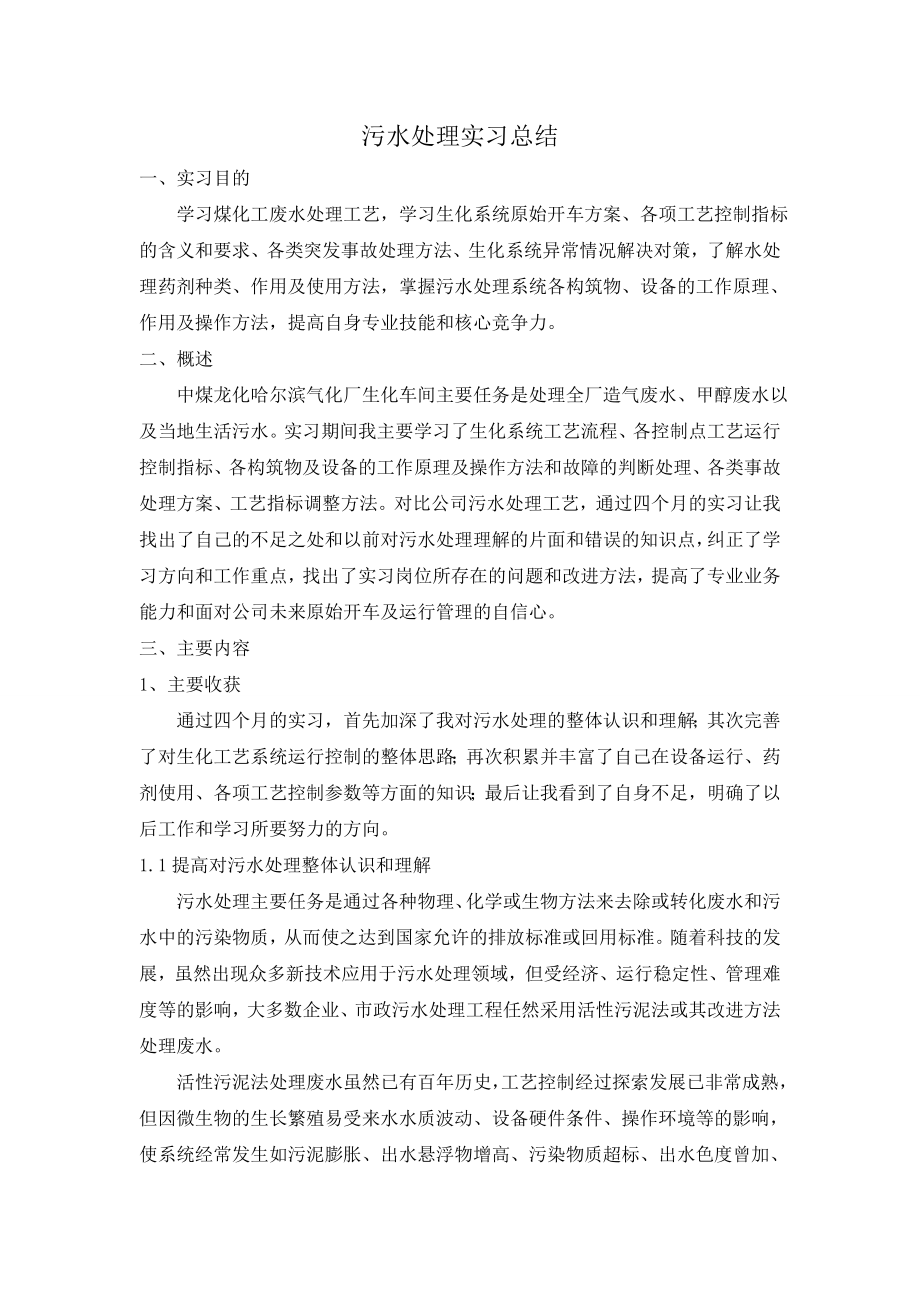 污水处理实习总结.doc_第1页