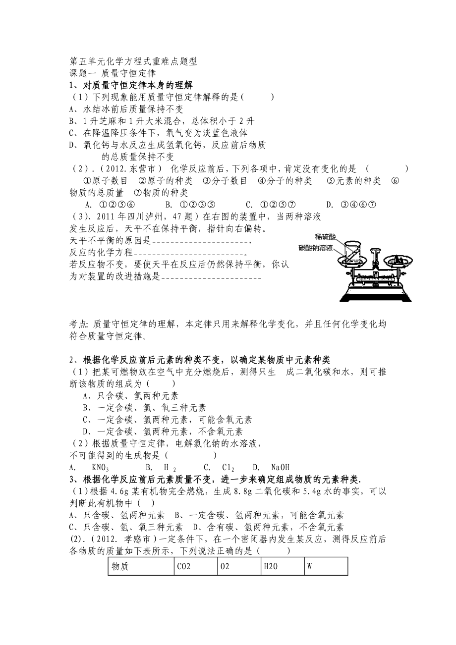 第五单元化学方程式重难点题型剖析.doc_第1页