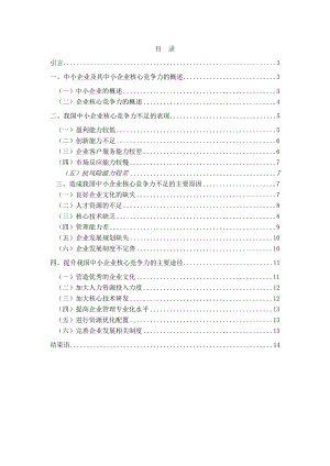 浅析中小企业核心竞争力的提升途径本科毕业论文设计.doc