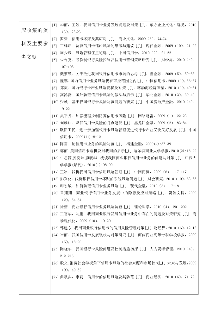 中国银行股份有限公司信用卡业务的风险及防范毕业论文任务书、开题报告、中期检查表、指导教师评阅表、评阅人评阅表、答辩成绩表、成绩评审表、答辩记录表.doc_第3页