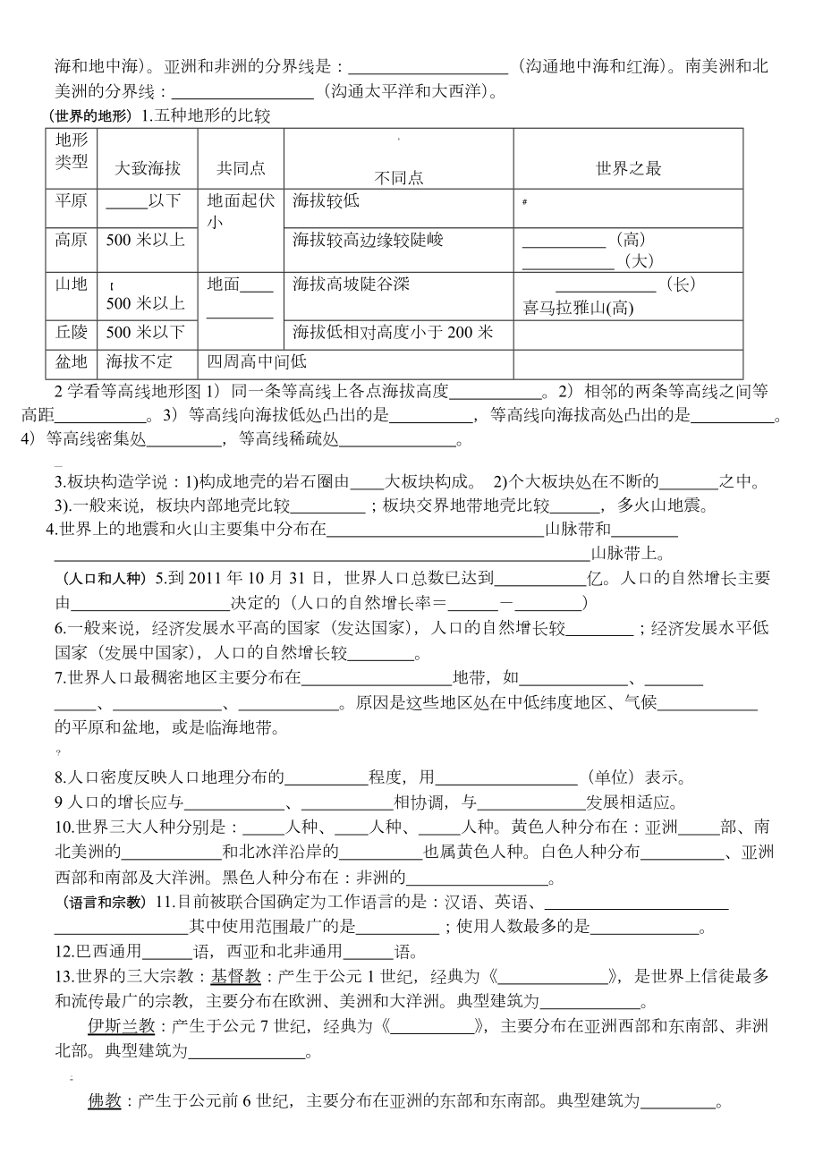 湘教版初中地理复习提纲(填空版)汇总.doc_第2页