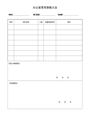 办公室常用表格大全.doc