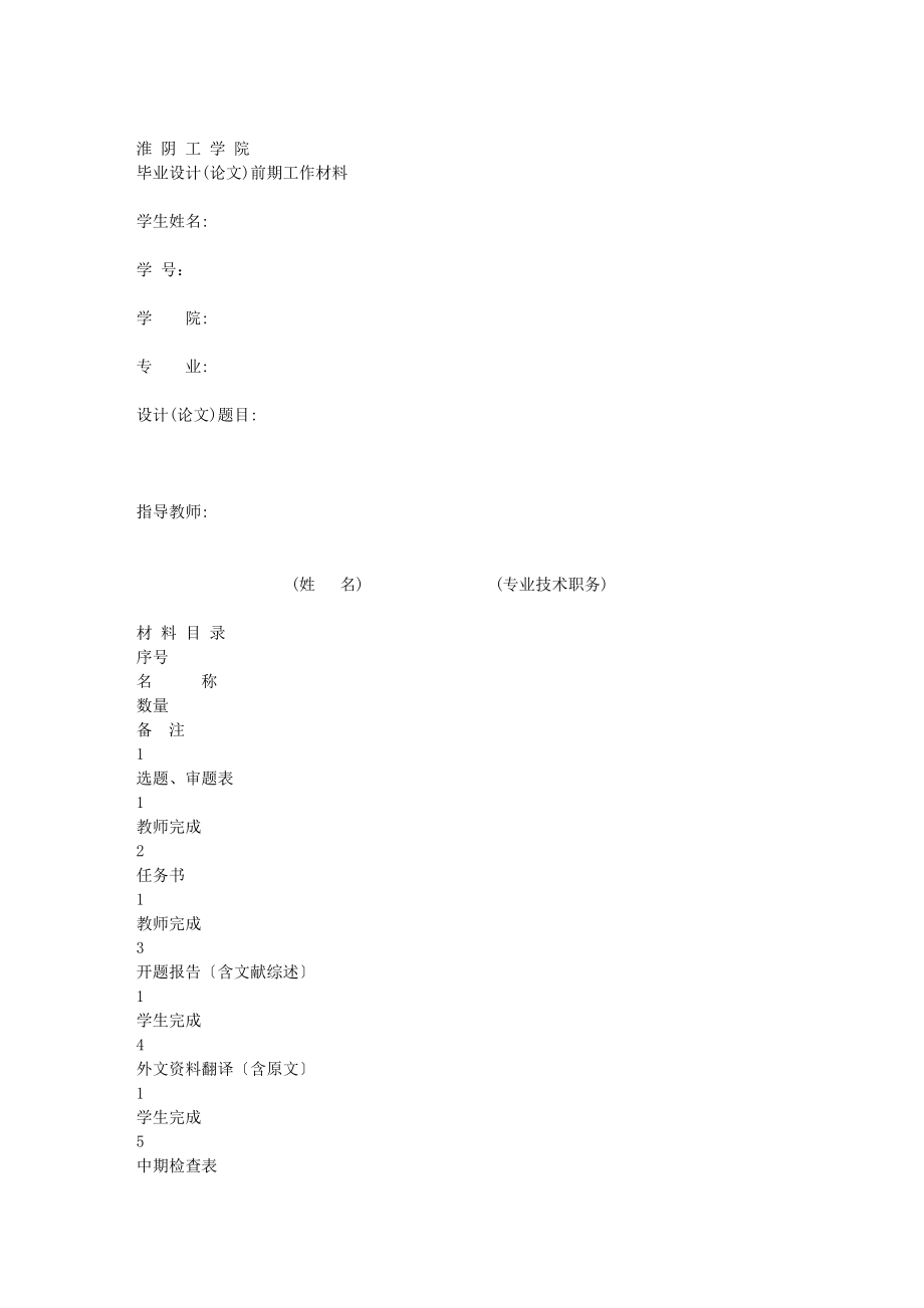 淮阴工学院毕业设计(论文)前期工作材料.doc_第1页