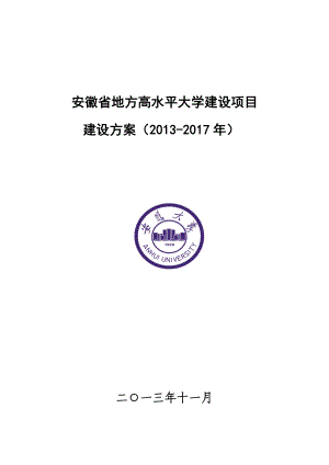 安徽大学地方高水平大学建设项目建设方案.doc