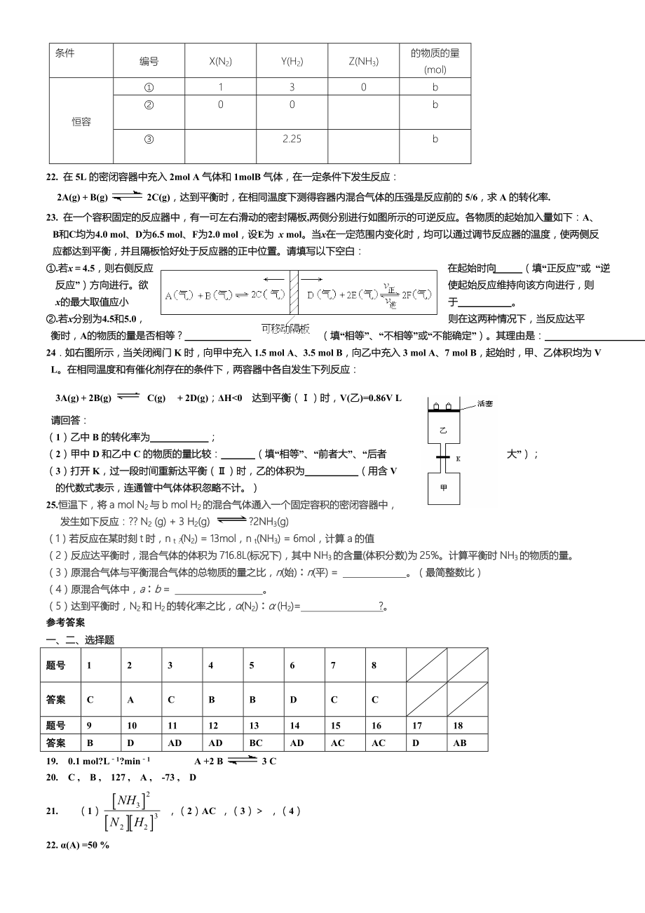 化学反应速率和化学平衡练习习题.doc_第3页