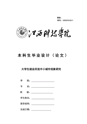 大学生就业回流中小城市现象研究—本科毕业设计（论文）.doc