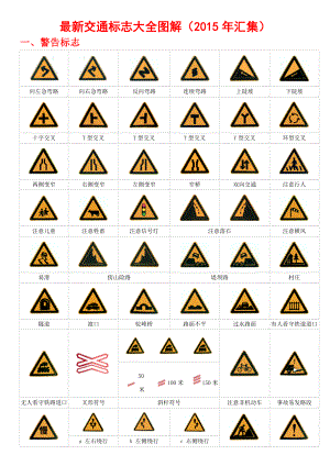 最新交通标志大全图解交警手势图解(汇集).doc