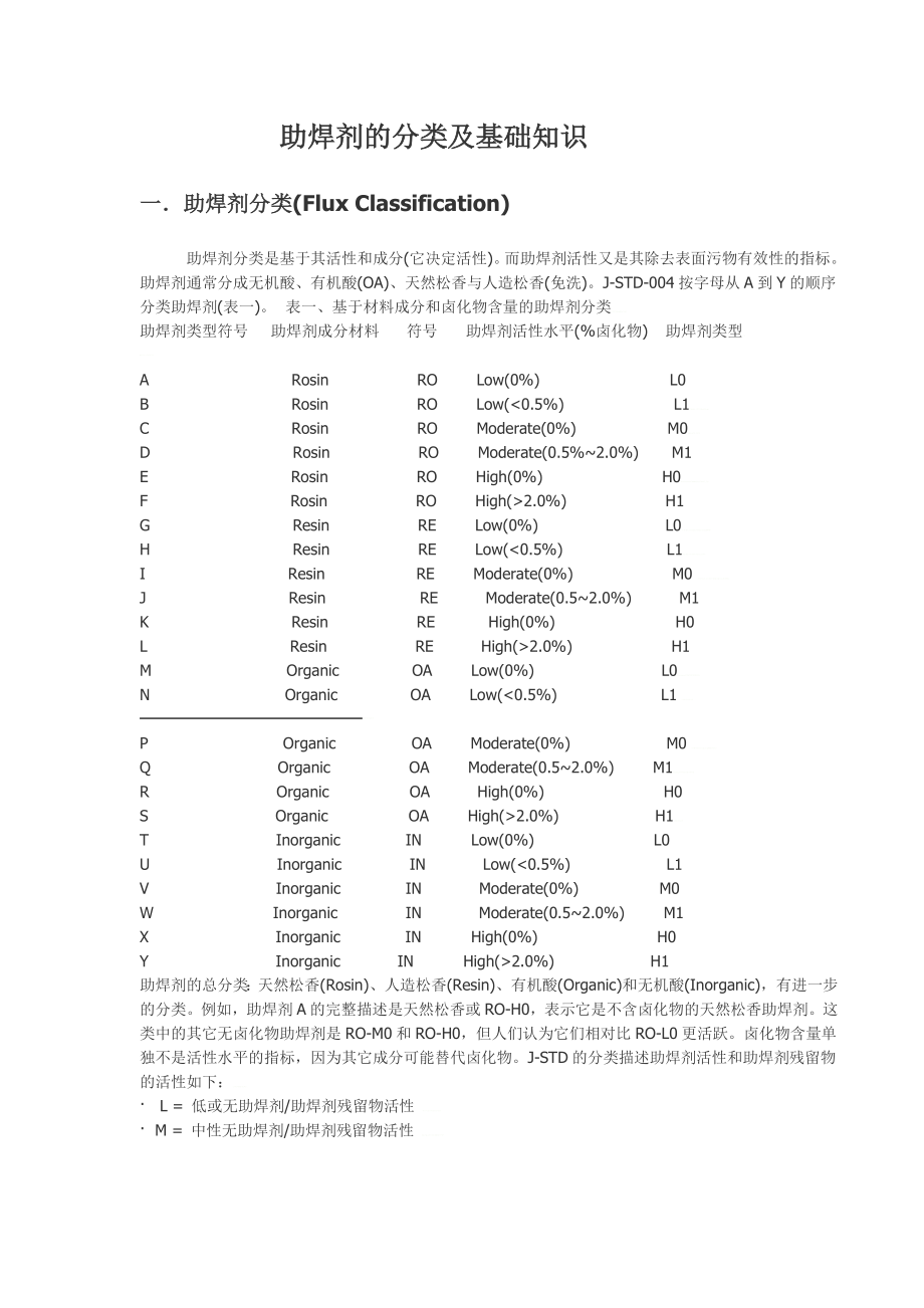 助焊剂FLUX分类与基础知识.doc_第1页