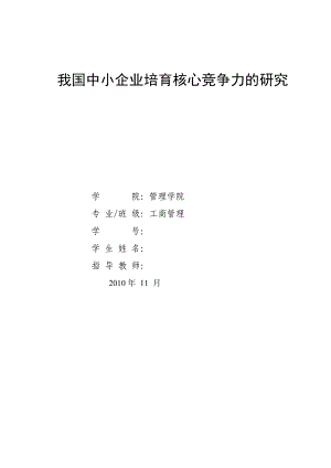 本科生毕业论文—我国中小企业培育核心竞争力的研究.doc