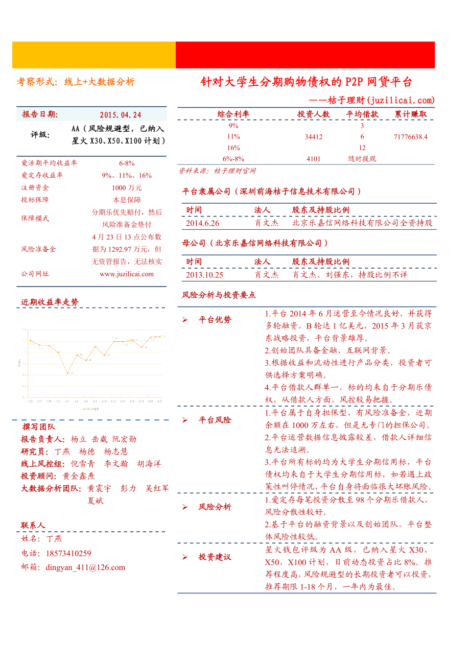 8桔子理财风险评估报告第一版（04）（论文资料） .doc_第1页