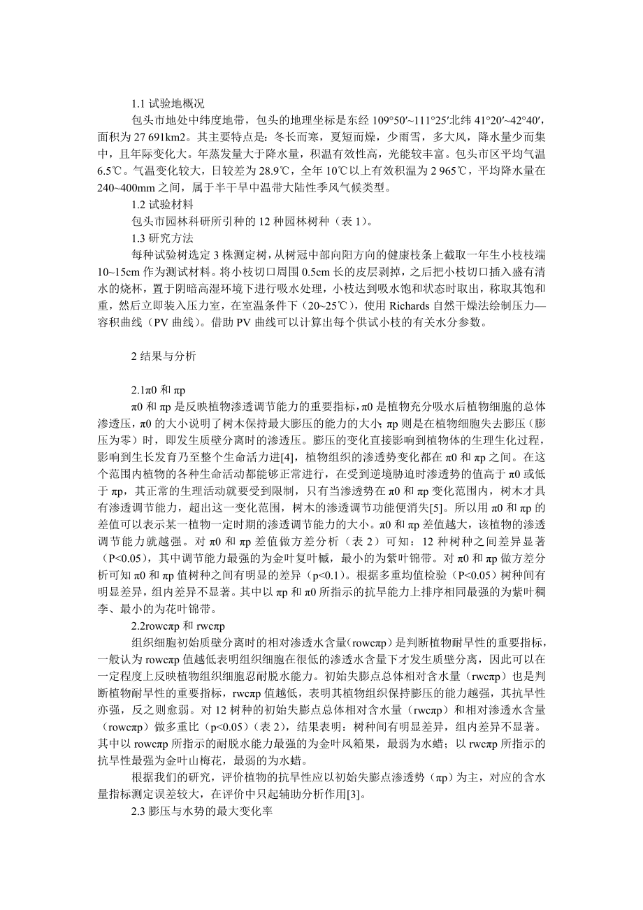 社会学论文应用ＰＶ技术研究包头市１２种园林树种的耐旱性.doc_第2页