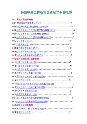 最新建筑工程资料表格填写全套示范.doc