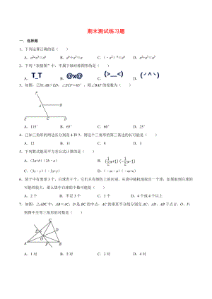 最新北师大版七年级数学下册期末复习练习题(有答案).doc