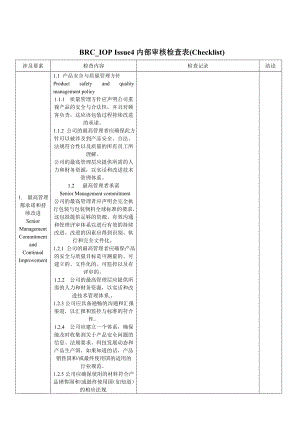 内审检查表(BRC IOP ISSUE 4 高风险类别).doc