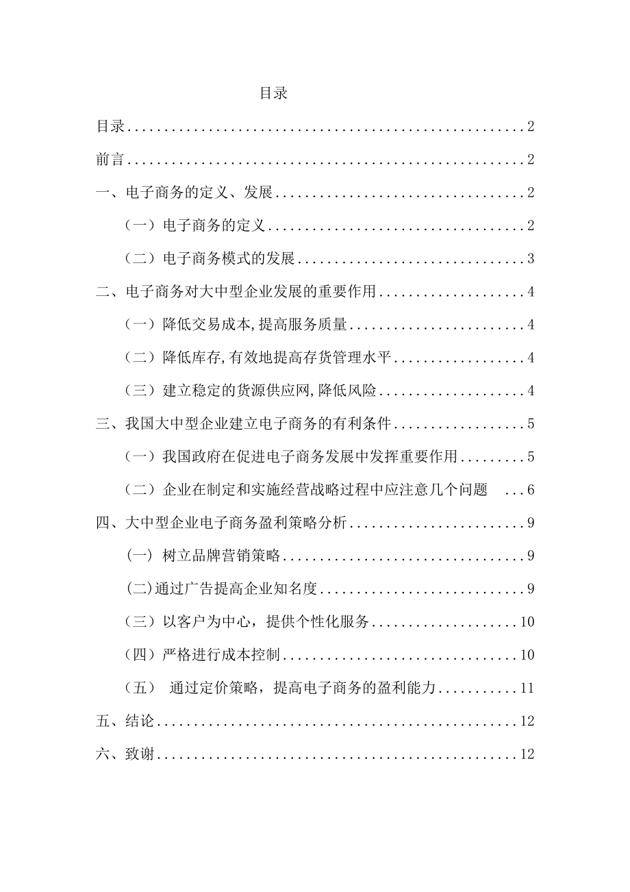 大中型企业电子商务盈利战略研究—电子商务本科毕业论文.doc_第1页