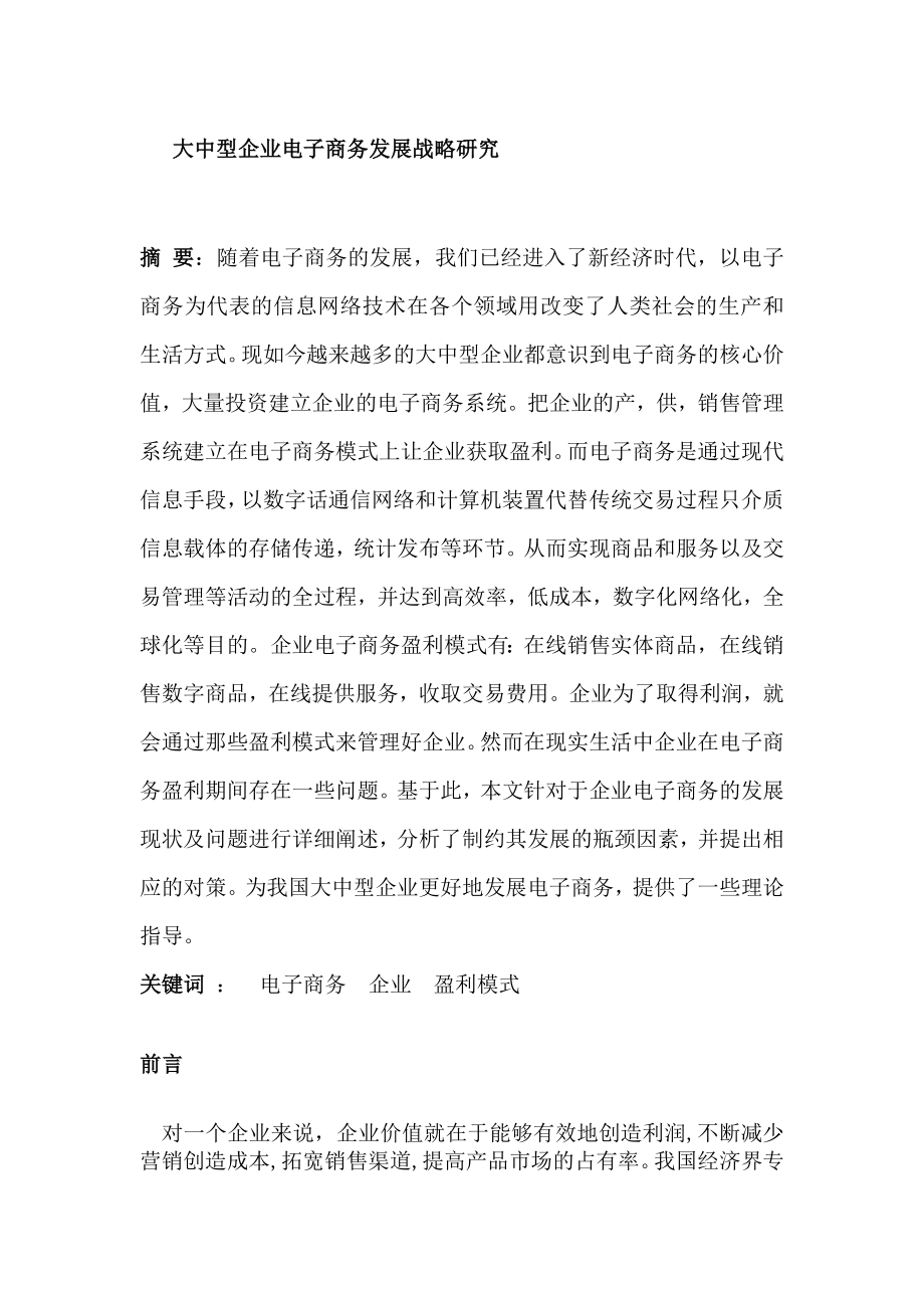 大中型企业电子商务盈利战略研究—电子商务本科毕业论文.doc_第2页